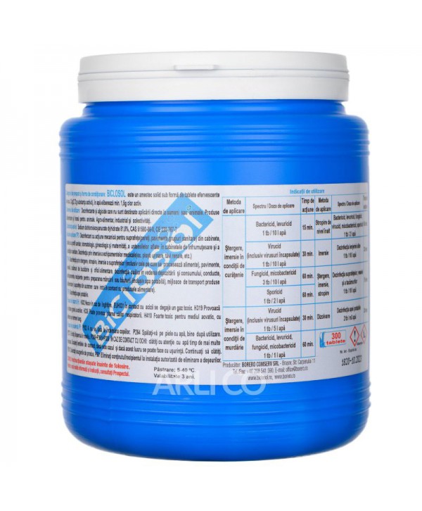  Dezinfectanti pentru suprafete - - Dezinfectant clorigen efervescent de nivel inalt - Biclosol - 300 buc/cutie - arli.ro