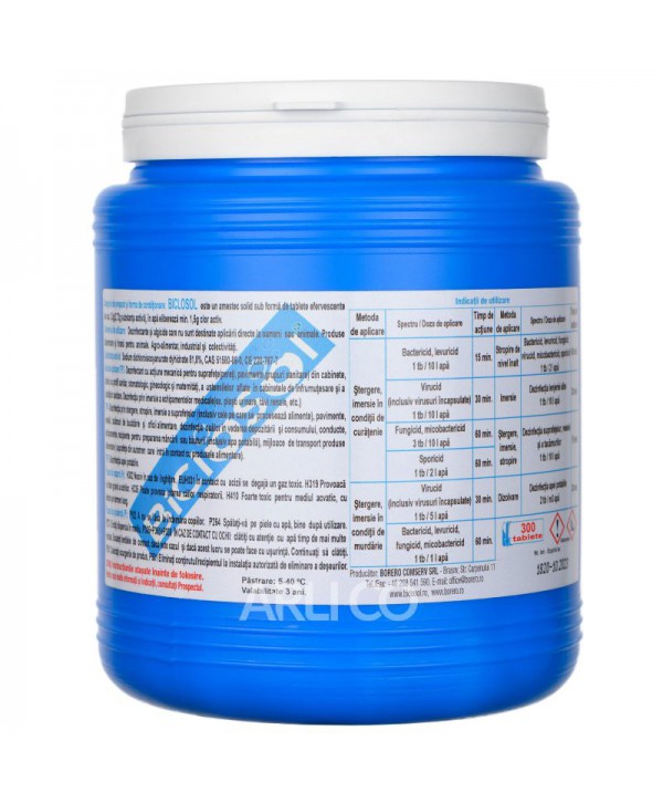 Dezinfectanti pentru suprafete - - Biclosol – Dezinfectant Clorigen Efervescent de Nivel Înalt cu Spectru Larg de Actiune – 300 Tablete - arli.ro