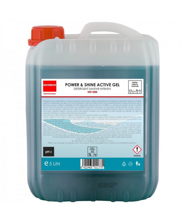 Detergenti si solutii de curatat - - Power Shine Active Gel – Detergent Profesional pentru Obiecte și Suprafețe Sanitare, 5L - arli.ro