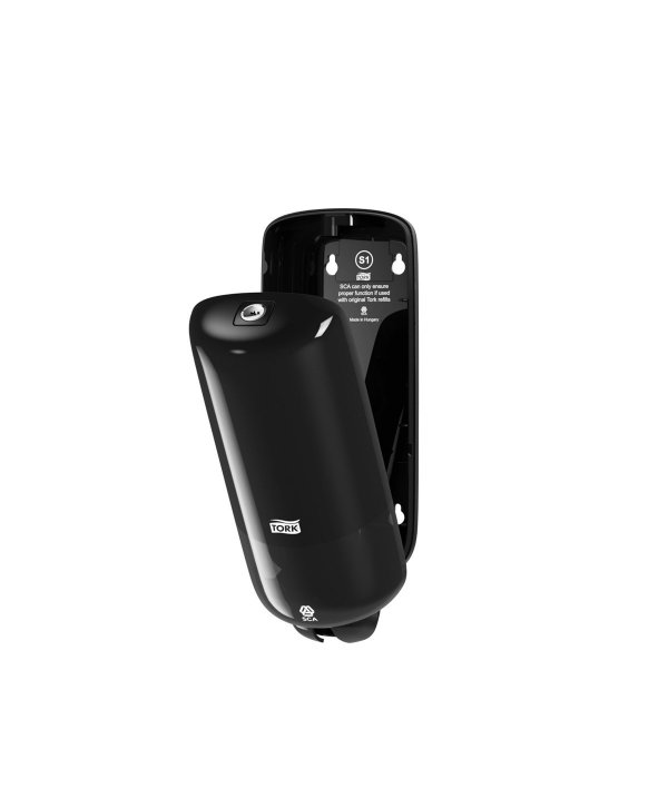 Dozator de sapun / dezinfectant, 1000 ml, reumplere cu rezerva, antipicurare, inchidere cu cheie, negru, Tork S1/S11, cod 560008 Dozator de sapun / dezinfectant, 1000 ml, reumplere cu rezerva, antipicurare, inchidere cu cheie, negru, Tork S1/S11, cod 560008