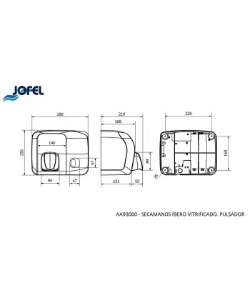 Uscator de maini si par Jofel Ibero Push otel – pentru zone umede