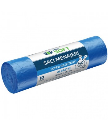  Saci menajeri - Saci menajeri 240 litri, super rezistenti, grosime 22 microni, 10 buc / rola, albastri, ArliSoft® - arli.ro