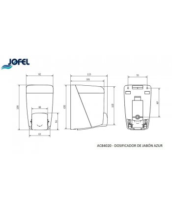 Dozator pentru sapun lichid Jofel Azur, capacitate 400 ml, ABS de inalta calitate, rezervor reincarcabil, alb