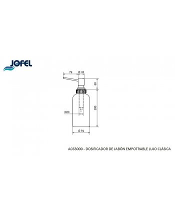 Dozator profesional de sapun lichid fabricat din inox cu sistem de incastrare in blatul chiuvetei, rezervor 1L, Jofel