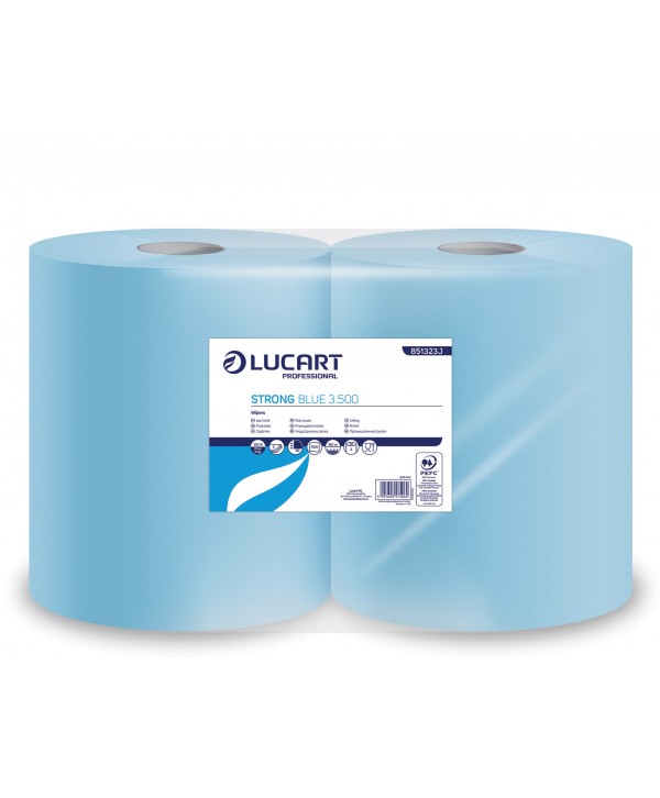 Consumabile hartie - - 2 🧻 Hârtie Prosop Industrială 100% celuloza, 3 straturi, 500 portii, 150 metri, Ecolabel, Lucart Strong 851323 - arli.ro
