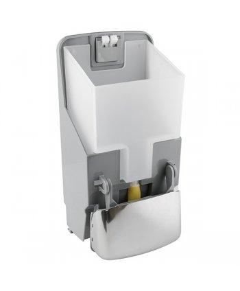 Dozator din inox lucios pentru sapun lichid din gama Jofel Futura, antivandalism, design minimalist, calitate premium