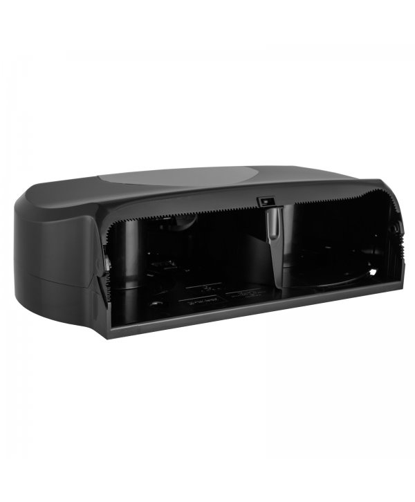 Dispenser Profesional de Hârtie Igienică 2 Role Jumbo (max 23 cm) San Jamar 🇺🇸 Summit Versatwin Negru cu Inserții Cromate