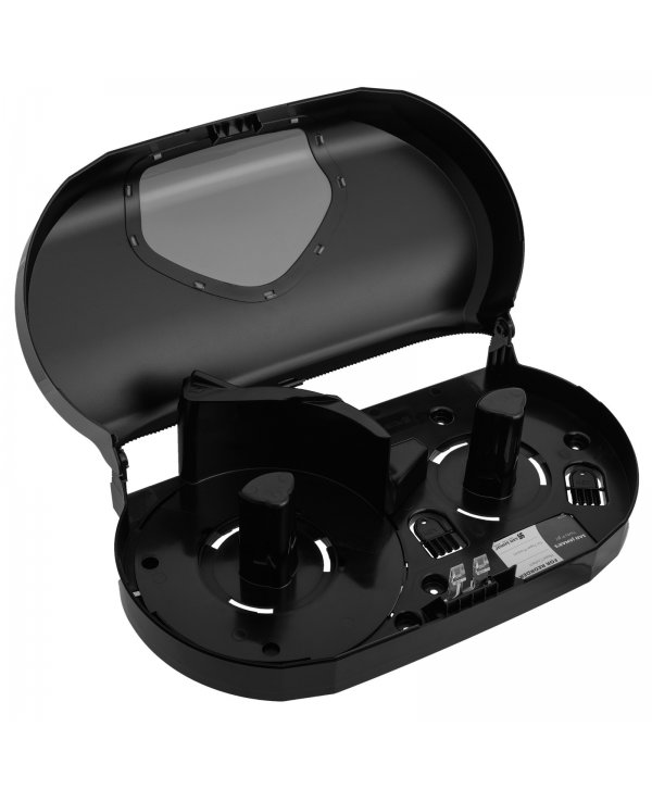 Dispenser Profesional de Hârtie Igienică 2 Role Jumbo (max 23 cm) San Jamar 🇺🇸 Summit Versatwin Negru cu Inserții Cromate