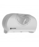 Dispensere hartie igienica - Dispenser Profesional de Hârtie Igienică 2 Role Jumbo - San Jamar Summit Versatwin Alb cu Inserții Transparente - arli.ro