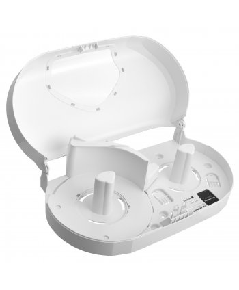 Dispenser Profesional de Hârtie Igienică 2 Role Jumbo (max 23 cm) San Jamar 🇺🇸 Summit Versatwin Alb cu Inserții Transparente