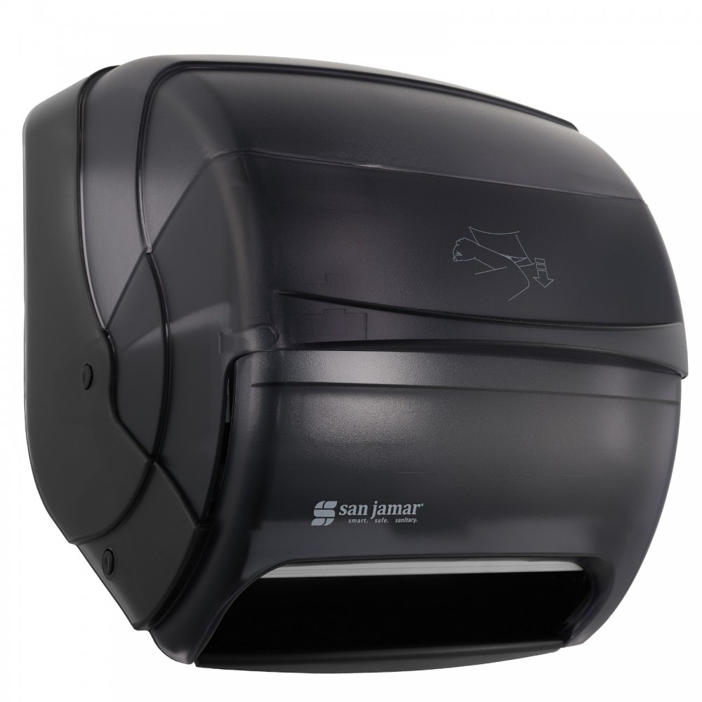 Dispenser Rola Hartie Autocut San Jamar 🇺🇸 Actionare cu Cotul, ABS Fumuriu de Inalta Calitate, Design Elegant