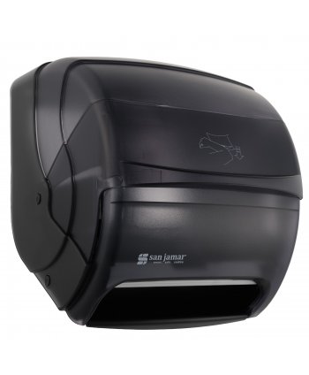 Dispenser Rola Hartie Autocut San Jamar 🇺🇸 Actionare cu Cotul, ABS Fumuriu de Inalta Calitate, Design Elegant