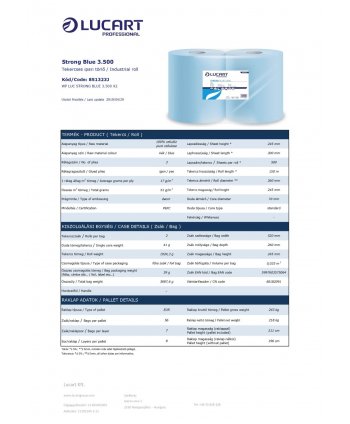 2 🧻 Hârtie Prosop Industrială 100% celuloza, 3 straturi, 500 portii, 150 metri, Ecolabel, Lucart Strong 851323