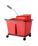 Acasa - Set de curatenie, 2 compartimente, storcator mop plat profesional, rosu - arli.ro