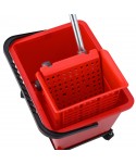  Acasa - Set de curatenie ArliPlus®, 2 compartimente, roti, storcator profesional pt mop, rosu (cf cod culori UE) - arli.ro