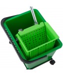 Acasa - Set de curatenie, 2 compartimente, storcator mop plat profesional, verde - arli.ro