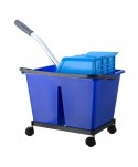  Acasa - Set de curatenie ArliPlus®, 2 compartimente, roti, storcator profesional pt mop, albastru (cf cod culori UE) - arli.ro