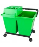 Acasa - Set de curatenie cu roti, 2 x 7 litri, cu storcator, foarte rezistent, verde - arli.ro