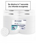  Hartie igienica - Hartie igienica cu dizovare in 7 secunde pt canalizari dificile, trenuri, avioane, Lucart Aquastream, pachet 12 role x 150 metri - arli.ro