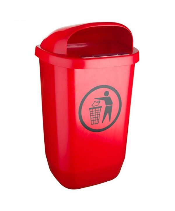 Cosuri gunoi colectare selectiva - - ♻️ Coș de Gunoi Stradal Roșu 50L – Ideal Pentru Colectare Selectivă Deșeuri Menajere / Organice - arli.ro