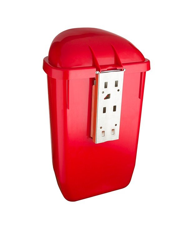 ♻️ Coș de Gunoi Stradal Roșu 50L – Ideal Pentru Colectare Selectivă Deșeuri Menajere / Organice