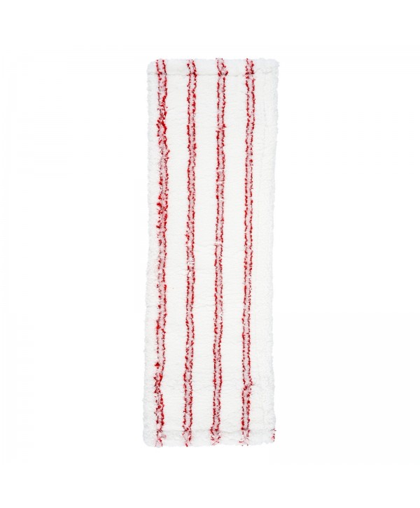 Produse de curatenie - - Mop plat din microfibra ArliSoft®🏆, 50 cm, fixare cu urechi si buzunare, spalare la 90°, termodezinfectie, alb / rosu - arli.ro