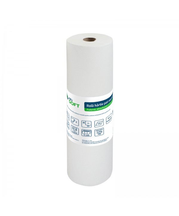 Acasa - - Rola hârtie cearceaf pat medical🛡, cosmetic, ArliSoft 50 cm x 50 metri – Protecție și Igienă Superioară - arli.ro