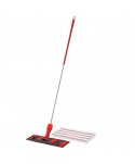 Acasa - Set cu mop profesional plat 40 cm rosu din microfibra + suport + maner aluminiu, compatibil sistem U4/B4 - arli.ro