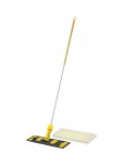 Acasa - Set cu mop profesional plat 40 cm galben din microfibra + suport + maner aluminiu, compatibil sistem U4/B4 - arli.ro