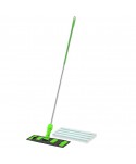 Acasa - Set cu mop profesional plat 40 cm verde din microfibra + suport + maner aluminiu, compatibil sistem U4/B4 - arli.ro