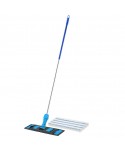  Acasa - Set cu mop profesional plat 40 cm albastru din microfibra + suport + maner aluminiu, compatibil sistem U4/B4 - arli.ro