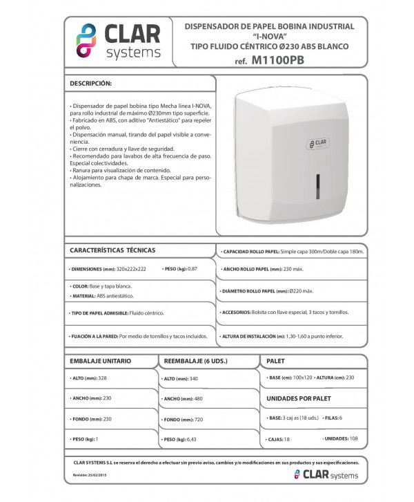 Dispenser I-Nova pentru Role de Prosop de Hârtie MAXI – Eficiență și Igienă în Spațiile Publice și Comerciale