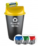Acasa - Cos de gunoi pt colectare selectiva deseuri din plastic, 60 litri, capac batant + 🎁 10 saci galbeni ArliSoft 120 litri - arli.ro