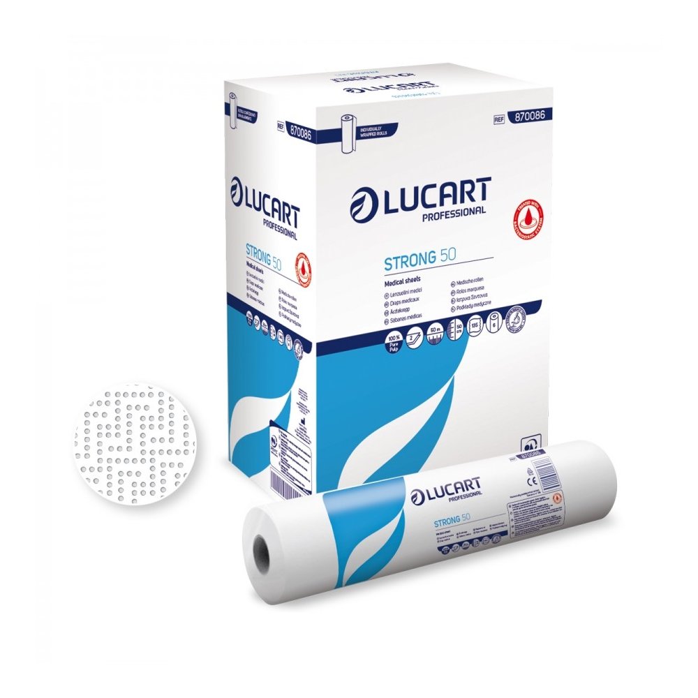 Rola hartie cearceaf pat medical / cosmetic tratata antibacterian Lucart Strong 50 cm x 50 metri