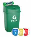 Acasa - Cos de gunoi pt colectare selectiva deseuri din sticla, 55 litri, capac batant + 🎁 50 de saci verzi ArliSoft 60 litri gratuit - arli.ro