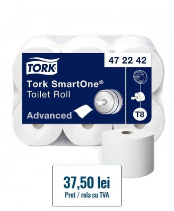  Hartie igienica - - Hartie igienica pentru dispenser Tork Smart One, cod 472242, pachet 6 role x 207 metri - arli.ro
