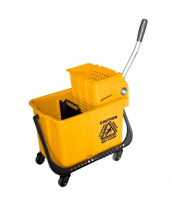 Acasa - - Galeata profesionala 20 L cu separator de apa curata / murdara, presa de stors, roti, maner ergonomic, galbena - arli.ro