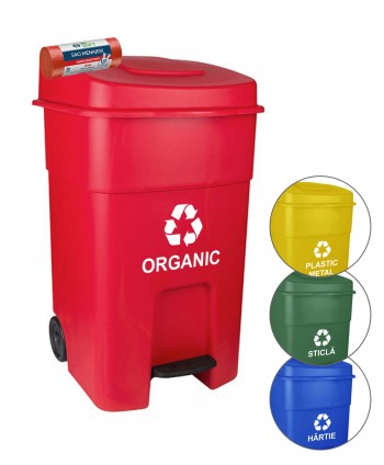  Acasa - Pubela de gunoi cu pedala 80 litri pt colectare selectiva deseuri organice + 🎁 10 saci rosii ArliSoft 120 litri - arli.ro