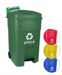 Acasa - Pubela de gunoi cu pedala 80 litri pt colectare selectiva deseuri din sticla + 🎁 10 saci verzi ArliSoft 120 litri - arli.ro