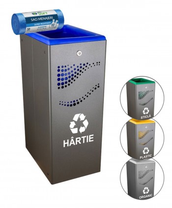  Acasa - Container deseuri din hartie, antivandalism🛡️ anti intemperii 🌦️ 10 ani garantie, inchidere cu cheie, Jofel + 50 saci albastri - arli.ro