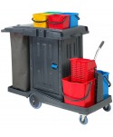 Acasa - Carucior de curatenie Hercules 857, 2 galeti de 17 L, presa de stors, sac 120 L, 2 usi, zone depozitare, 4 galeti de 6 L - arli.ro