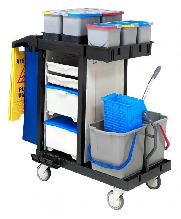 Acasa - - Cărucior de Curățenie Profesional ArliPlus® M46 – Echipament Complet cu Multiple Funcționalități 🛠️🚀 - arli.ro
