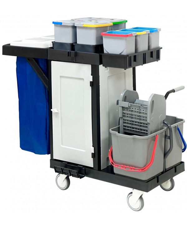 Acasa - - Cărucior de Curățenie Profesional ArliPlus® M58 cu Uși Magnetice pentru Uz Spitalicesc 🏥♻️ - arli.ro