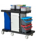 Acasa - Carucior de curatenie ArliPlus® M87 pentru mopuri plate preimpregnate, dulap depozitare, sac 120L - arli.ro