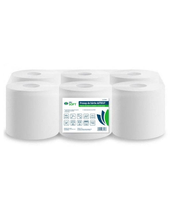 Consumabile hartie - - Prosoape de Hartie pentru Stergeri Grele 🏆 Autocut ArliSoft®, 2 str. celuloza, 150 metri, 1250 grame, 600 portii, pachet 6 role - arli.ro