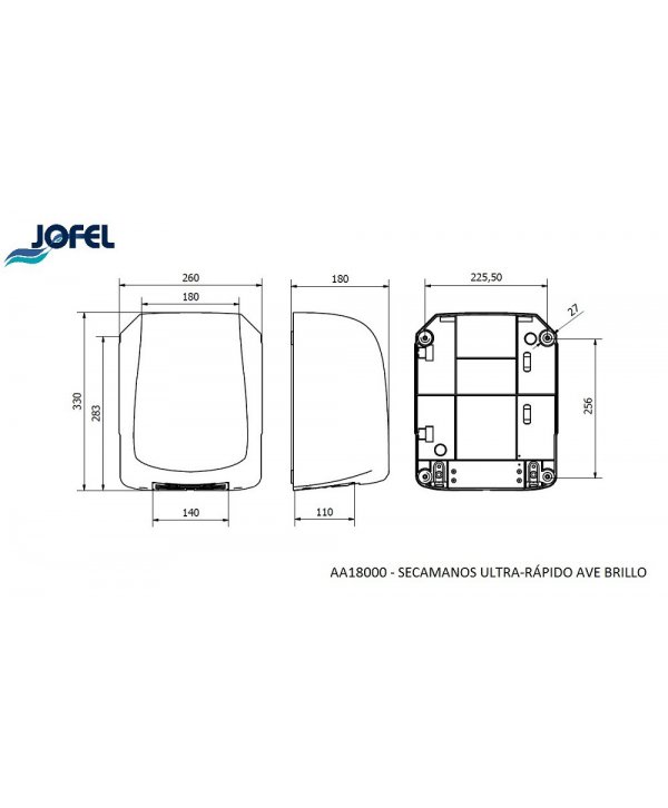 Uscator de maini Jofel AVE inox lucios – antivandal, HEPA, zone umede