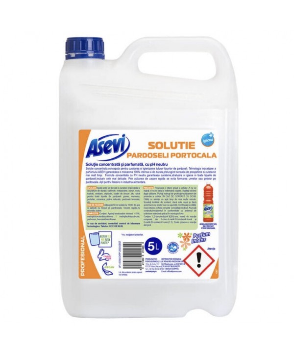 Detergenti si solutii de curatat - - Asevi Profesional Pardoseli Portocala 5L – Detergent Concentrat cu Parfum Intens de Portocală - arli.ro
