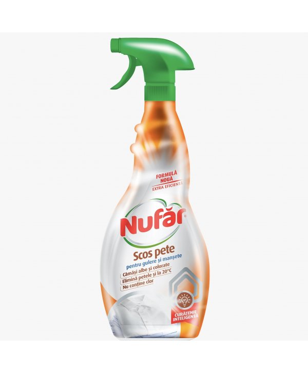 Nufăr – Soluție pentru Îndepărtarea Petelor de pe Gulere și Manșete - flacon 500 ml Nufăr – Soluție pentru Îndepărtarea Petelor de pe Gulere și Manșete - flacon 500 ml
