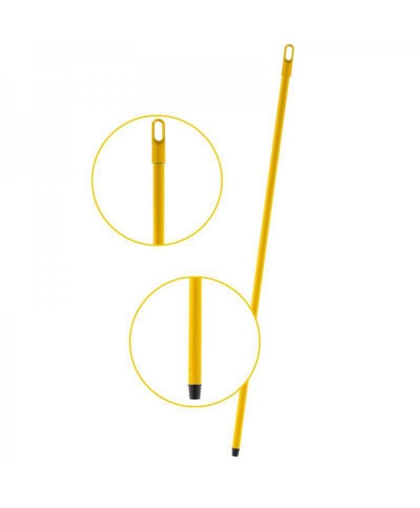 Mâner metalic ergonomic pentru mopuri, mături și raclete, 120 cm, Galben – Compatibilitate universală și igienă garantată 🟡 Mâner metalic ergonomic pentru mopuri, mături și raclete, 120 cm, Galben – Compatibilitate universală și igienă garantată 🟡