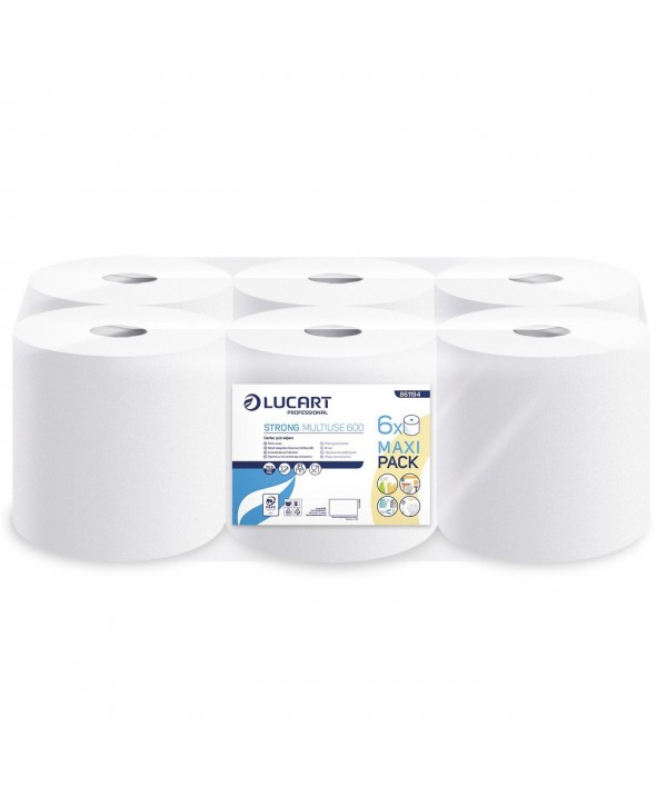 Acasa - - Prosoape de hartie tip rola, 2 straturi, 100% celuloza, albe, 78,8 metri, 375 portii, Lucart 861194, pachet 6 role - arli.ro